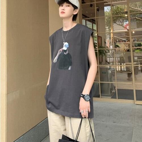 Men Breathable Loose Round Neck Sleeveless T-shirt Tank Top Casual Sports Vest T-shirt Tank Top Casual Sports Vest T-shirt Tank