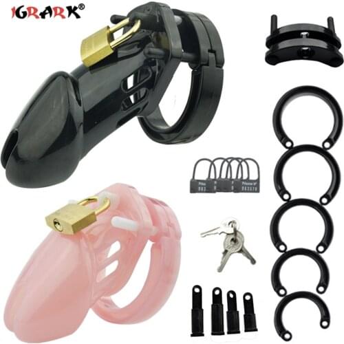 Exotic Sex Products Male Chastity Device Cock Cage With 5 Size Rings Brass Lock Locking Number Tags Sex Toys for Men Adults Game