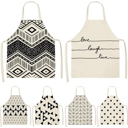 Geometric Printed Pattern Kitchen Sleeveless Aprons Cotton Linen Bibs Household Women Cleaning Home Cooking baking accessories