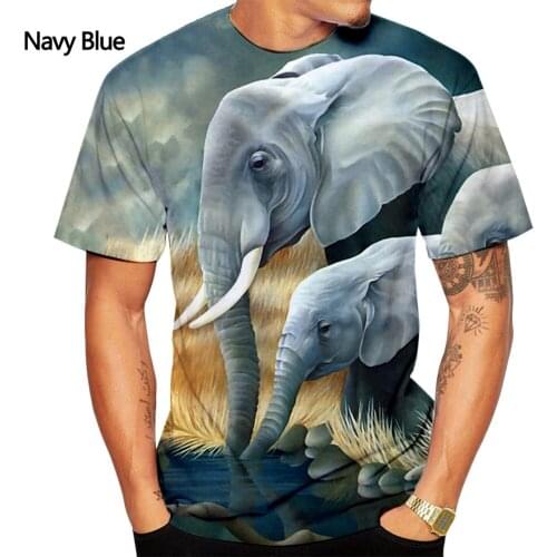 New fashion animal elephant 3D-printed T-shirt mens summer casual short sleeve O collar top T-shirt