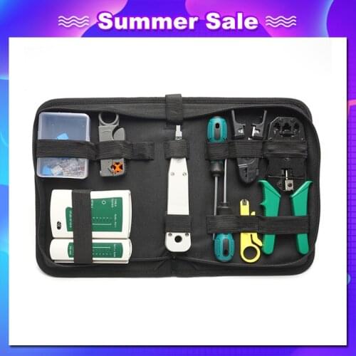 New 14 pcs/set lan tester RJ45 Crimping pliers Portable LAN Network Repair Tool Kit Cable Tester AND Plier Crimp Crimper Clamp