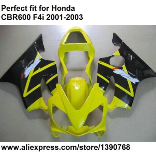 ABS plastic fairings for Honda CBR 600 F4i 2001 2002 2003 yellow black fairing kit CBR600F4i 01 02 03 BA118