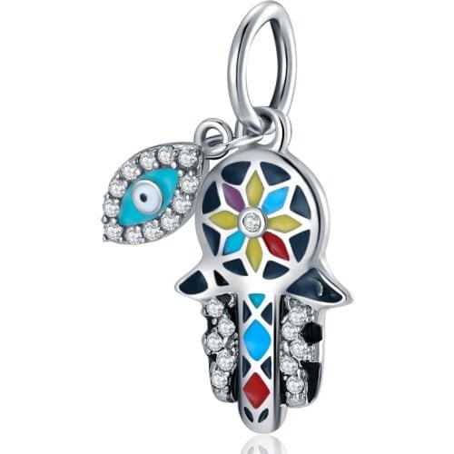 New Charms Silver 925 Original Fashion Enamel Pendant Fit Evil Eye Charm Bracelet For Women Luxury Bead Fine Jewelry Making Gift