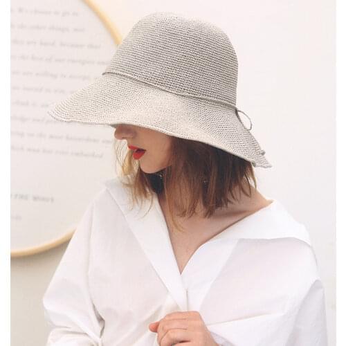 MAXSITI U Hand-knitted paper straw bucket hats Female summer travel and leisure-like hat