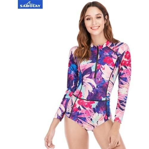 SABOLAY Women Rashguard One Piece Elastic Swimsuit Quick Dry Shirt Brief Colour Swimwear Bathing Suit Summer Beach Wear Suit