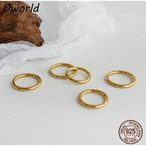 Handmade Round line glossy female ring 18K Gold Filled 925 Sterling Silver index finger Ring Student Friendship Gift