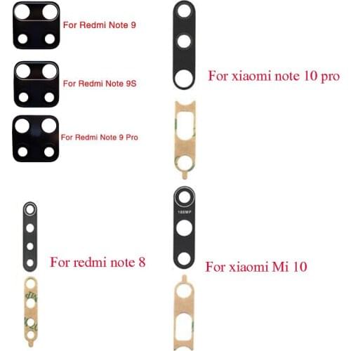 10Pcs Rear Back Camera Glass Lens Cover For Xiaomi Redmi Note 8 Pro 7 9 9S Pro Max 9A / Mi Note 10 Note10 Pro / Mi 10 With Tape