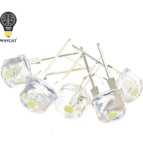 SUQ 200PCS/LOT 8mm straw hat LED lamp bead are white light 0.5W F8MM power 0.5W hat light-emitting diode 3.0-3.2 6000-8000K