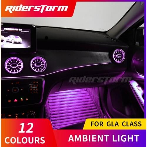 For GLA class X156 GLA200 GLA300 LED door panel ambient lamp atmosphere lighting center console LED light 12 colors lighting bar
