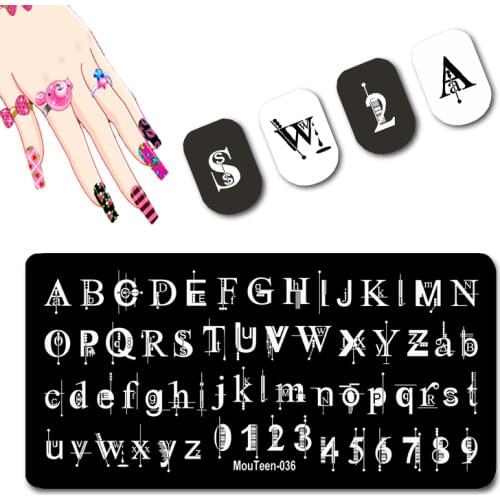 Barcode Letter Nail Stencil Bar Code Number Nail Stamping Plates Distinctive Character Nail Art Transfer Printing Plate #036