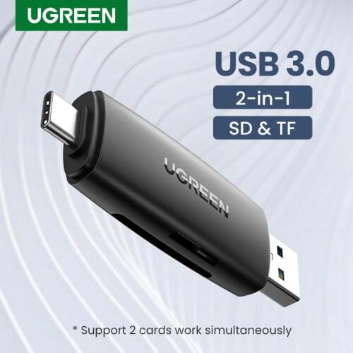 UGREEN Card Reader USB3.0 Type-C to SD Micro SD TF Card Reader 2 in 1 for Laptop Phone OTG Memory Card Adapter Smart Card Reader