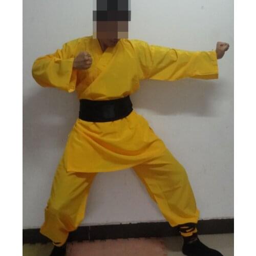 Yellow Unisex Shaolin buddhist abbot Monks suits Uniforms kung fu Wing Chun clothing sets Abbot Bonze Martial arts clothes