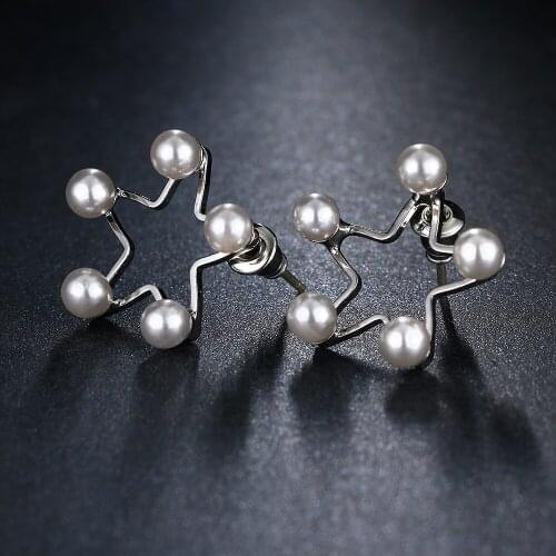 Emmaya New Fashion Simple LOVE White Pearl Earrings Wedding Stars Sweet Girl Stud Earrings For Women boucle d'oreille femme