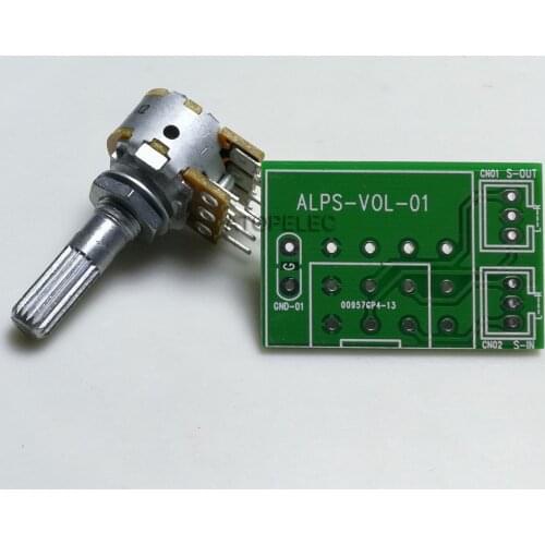 1pc Japan ALPS RK16 Volume LOG Stereo Potentiometer 2-gang Dual 50K/100K Knurled Shaft + PCB