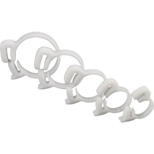 100PCS White Snap spring Double Gripping Plastic hose clamp Strong Snap Ratcheting Buckles Water pipes fastene