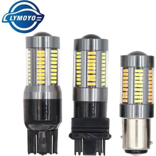 2pcs car LED 1157 BAY15D T20 7443 T25 3157 Canbus Free Error DRL turn light 66LED White Amber Signal turning Lights 4014 66 SMD