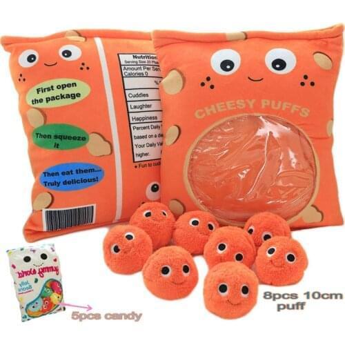 A Bag Puff and Candy Snack Pudding Pillow 8pcs 10cm mini Candy Doll toys in a zip Bag Pillow Creative gift For Children Birthday