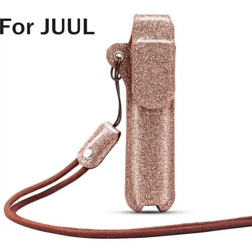 Lanyard Case for JUUL Device Anti-Lost Detachable Nylon Necklace Strap for Outdoors Glitter Leather Case with Magnetic Buckle