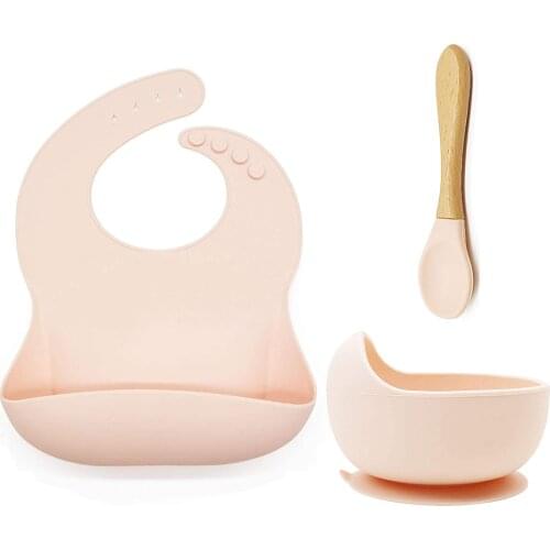 Baby bowl silicone suction plates with spoon fork Fedding set