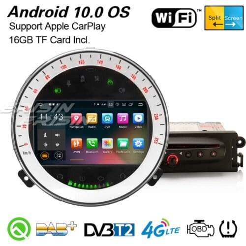Erisin 5108 Android 10.0 CarPlay GPS Car Stereo WiFi BT5.0 TPMS DVB-T OBD2 DVR USB DAB+ Radio Navi For BMW Mini Cooper 2006-2013