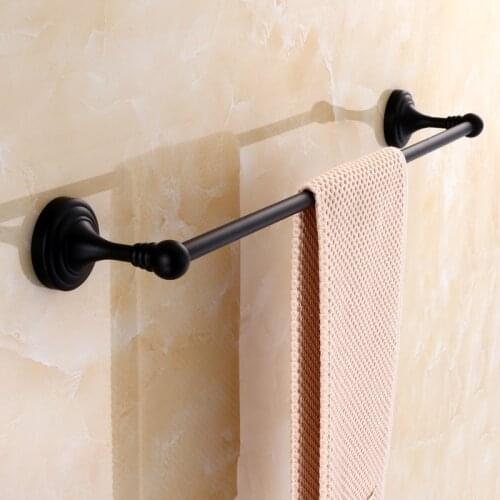 Europe Antique Copper Black Bathroom Towel Rack Single Towel Holder 40/50/60cm Antique Hanging Bar 1 Pole Bathroom Hardware