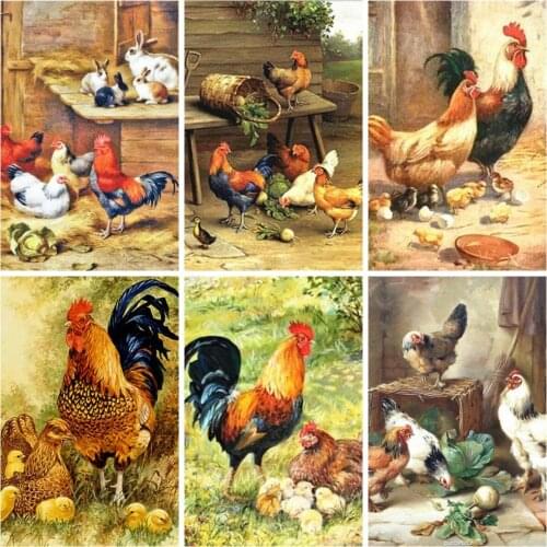 HUACAN DIY 5D Diamond Painting Chicken Animal Home Decoration Embroidery Full Square Drill Embroidery Picture