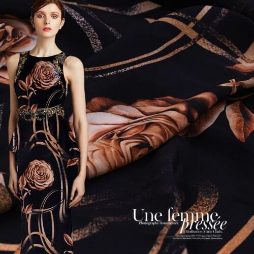 Customized New Style 100% Mulberry Silk Inkjet Crepe De Chine Fabric Dress Shirt Floral Cloth Per Meter Sewing Material