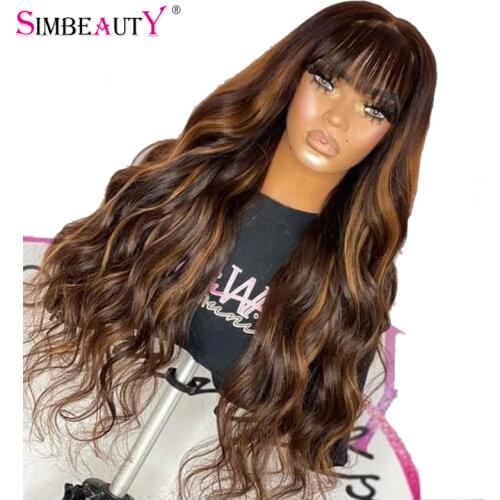 200Density Highlight Short Bob Wigs with Bangs Peruvian Highlight Deep Wave 360 Lace Frontal Wigs for Women Bleached Knots Remy