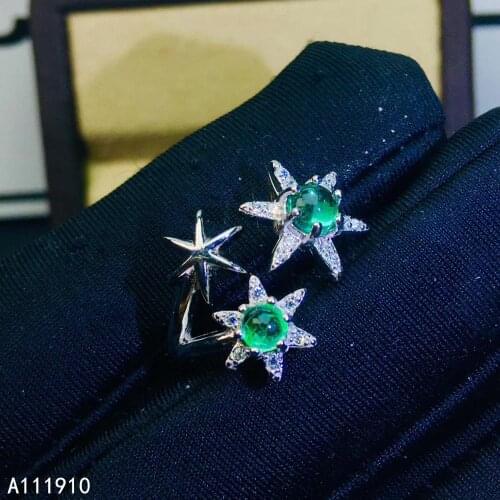 KJJEAXCMY fine jewelry 925 sterling silver inlaid natural emerald exquisite female ring support detection trendy