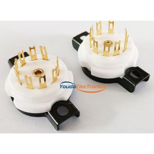 2PCs EIZZ 9pin Ceramic Vacuum Tube Socket for 6DJ8 EL84 6922 6BM8 6BQ5 12AT7 ECC81 12AU7 ECC82 12AX7 ECC83