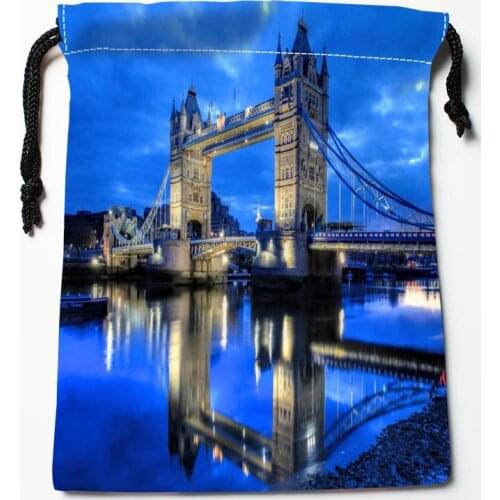 Best London Tower Bridge Drawstring Bags Custom Storage Printed Receive Bag Compression Type Bags Size 18X22cm Storage Bags