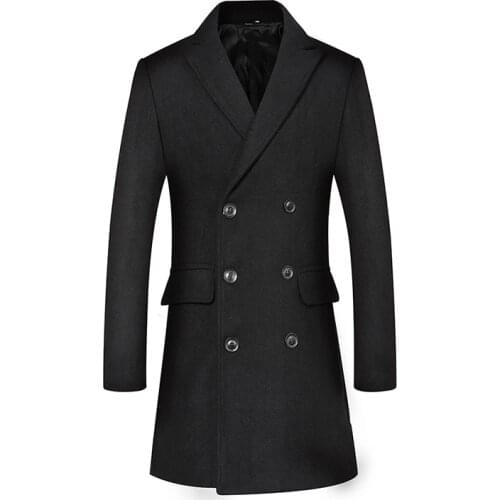 LUCLESAM Winter Men Warm Thicken Trench Coat Mens Casual Wool Long Windbreaker casaco masculino sobretudo