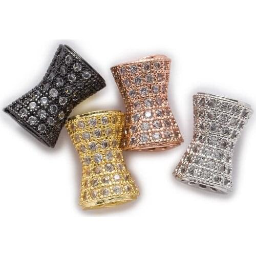 1 Piece Micro Inlays Zircon Drum Shaped Copper Beads For Jewelry Making Women Children DIY Bracelet Necklace Findings 13x9mm