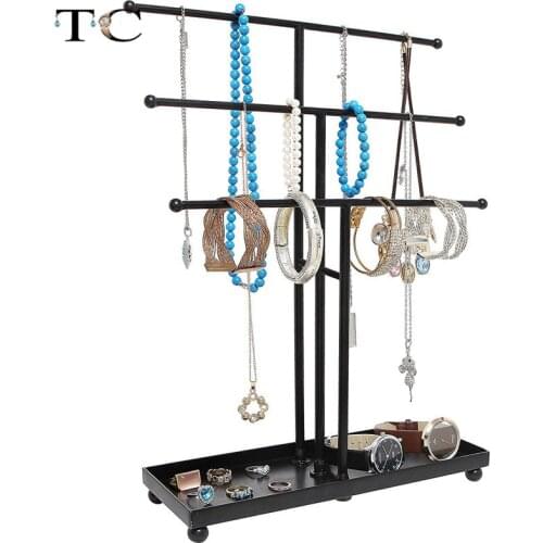 Metal Jewelry Holder Earrings Necklace Ring Pendant Bracelet Jewelry Display Stand Tray Tree Storage Racks Organizer Holder