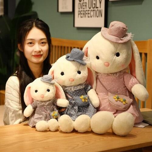 35cm Lovely Rabbits Plush Toys Stuffed Cute Doll with Skirt&hat&Bag Soft Animals Pillow for Kids Girls Birthday Christmas Gift