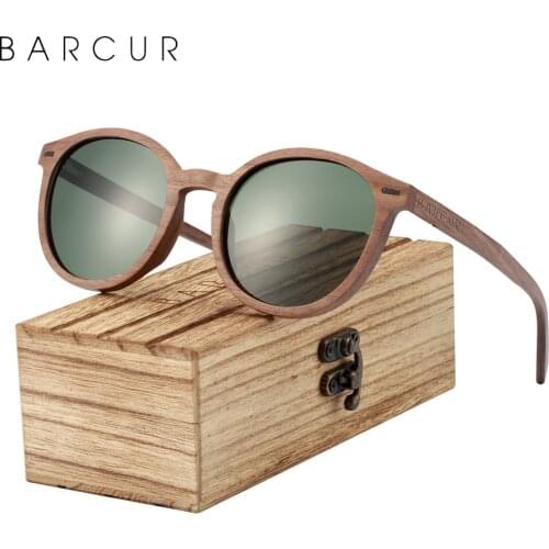 BARCUR Deisgn Stylish Brand Cat Eey Walnut Wood Sunglasses Polarized Men Women Sun glasses UV400 Wood Gift Box