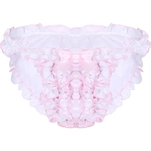 Mens Lingerie Underwear Underpants Elastic Waistband High Cut Briefs Panties Super Frilly Ruffled Lined Sissy Knickers Bloomers