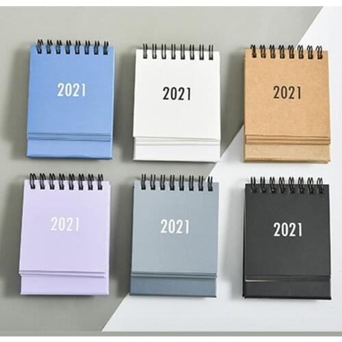 Creative Mini Desktop 2021 Calendar Pure Color Creative Desk Vertical Portable Memo Plan Multi-function Timatable Plan Schedule