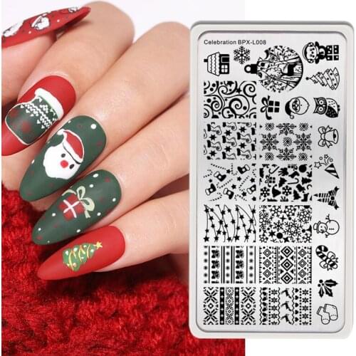 BORN PRETTY Nail Stamping Plates Christmas Texture Artist Gemetory Nail Art Stamp Template For Stamping Polish Image Printing