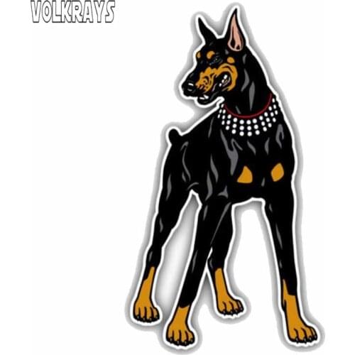 Volkrays Lovely Car Sticker Doberman Pinscher Breed Dog Accessories Waterproof PVC Decal for Turk Vw T4 Renault Clio,15cm*7cm