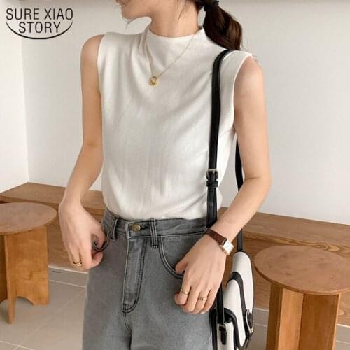 Sexy Knitted Top Summer Turtleneck Tank Top Female Sleveless T-shirt Vest Casual Women Camisole Blouse Sleeveless Slim Top 13122