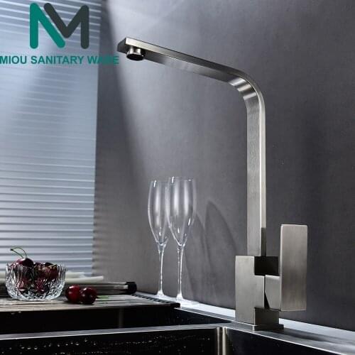 Kitchen Faucet 360 Rotate Black Mixer Faucet for Kitchen Rubber Design Hot Cold Deck Mounted Crane for Sinks