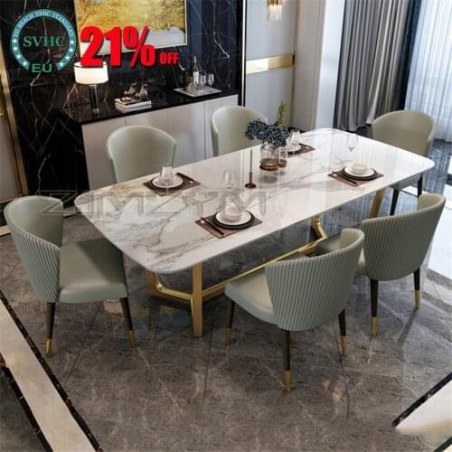 Modern Design Dining Table House Furniture Dining Table marble Dining Table Set luxury stainless steel leg