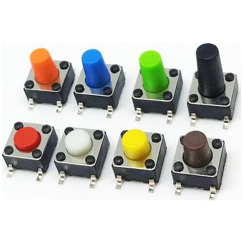 200pcs/lot SMD 6*6*8.5/9/9.5/10 mm Tactile Push Button Tact Switches 6x6mm Color Red//Yellow/Blue/Green/White etc