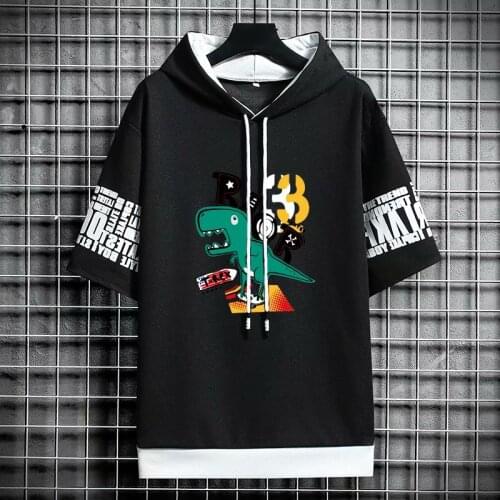 Hip Hop Mens Hoodies Fashion Streetwear Half Sleeve Hooded Sweatshirts Men Casual Harajuku Trend Prints Men Clothing Hoodies