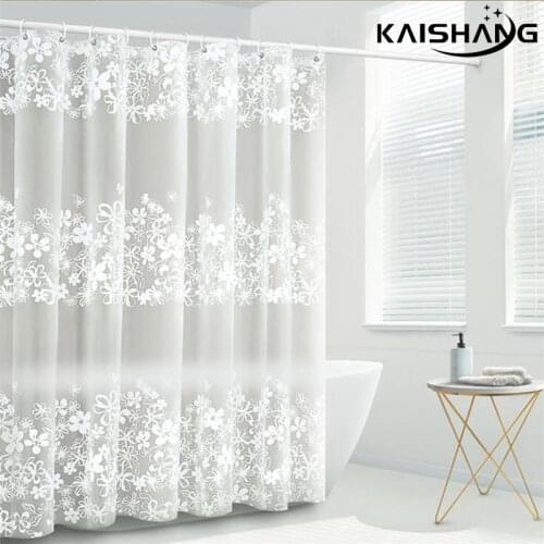 K-water White printing nature shower curtain Kitchen curtains Fashion Romantic Art Waterproof for Bath with Hooks For Bathroom