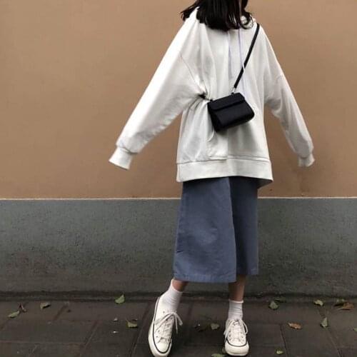 2020 Autumn Women Hoodies Pink White Mid-length Hoodie Pocket Casual Streetwear Long Sleeve Loose Drawstring Hoodie Sweatshirt