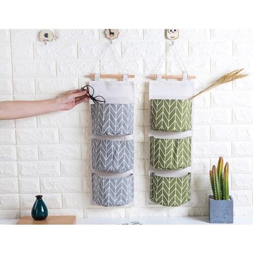 1PC Door Wall Hanging Organizer Wardrobe Linen Cotton Hanging Bag for Socks Bra Sundry Underwear Kitchen Basktet OK 0534