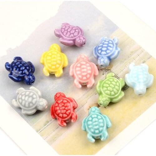 10pcs Sea Turtle Beads Straight Hole Ceramic Beads Charm Large Stone Beads For Jewelry Making DIY Jewelry Beads Accessories