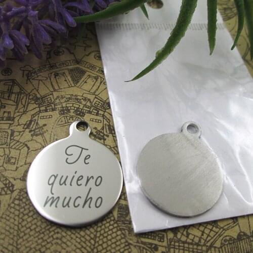 10pcs--" te quiero mucho"stainless steel charms 5 styles for choosing DIY Charms for necklace bracelets